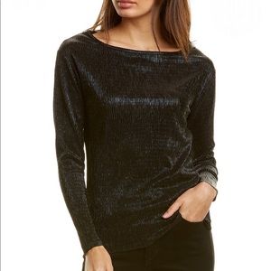 Three Dots shimmery accordion “Bateau” blouse NWT